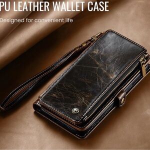 Black and Brown Leather Wristlet Wallet